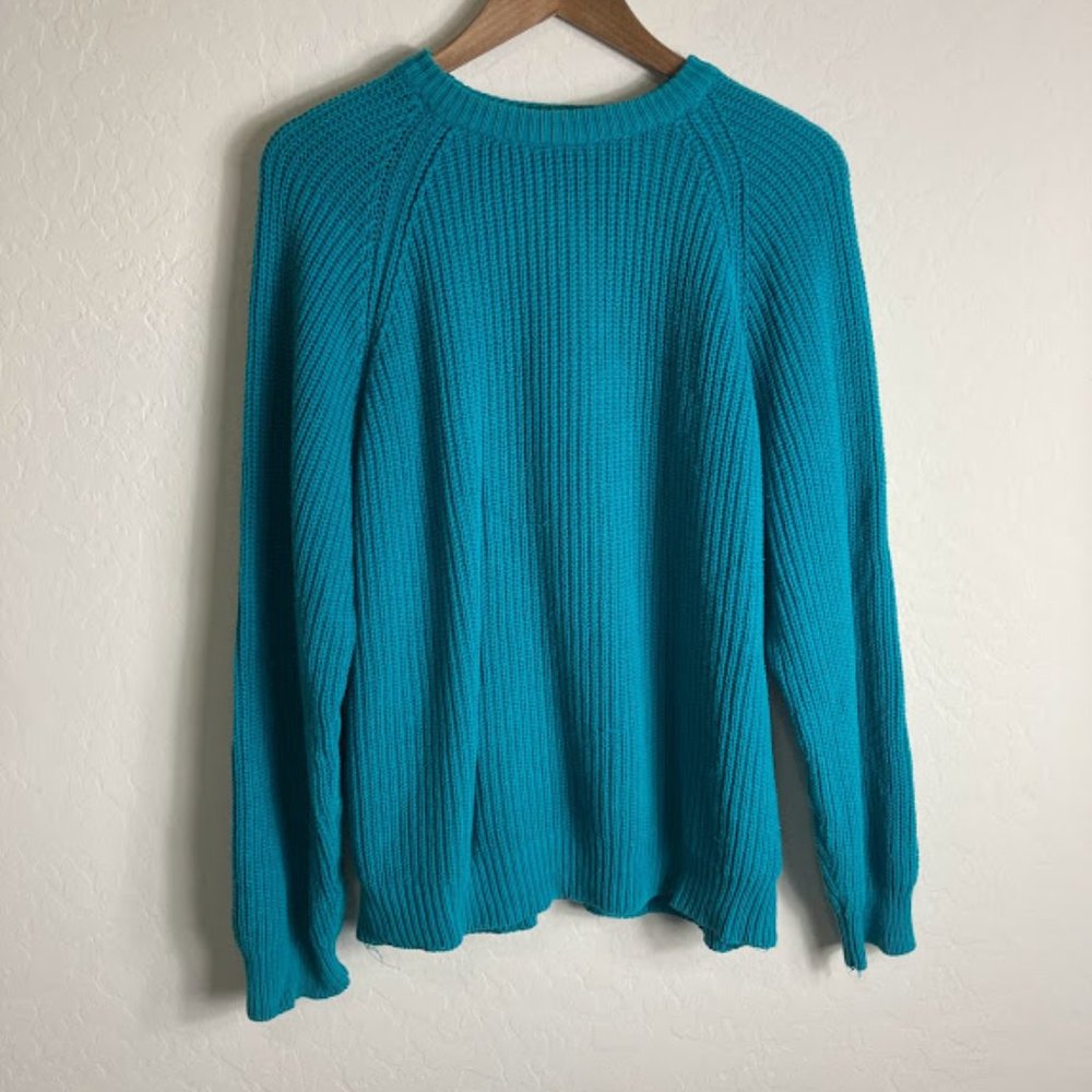 Vintage Teal Women's Knit 100% Cotton Sweater Size M